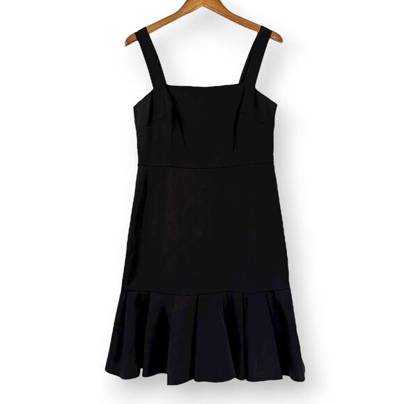 J. Crew Womens 10 Black Fit & Flare Mini Dress Sleeveless Square Neck Ruffle Hem - Picture 2 of 15